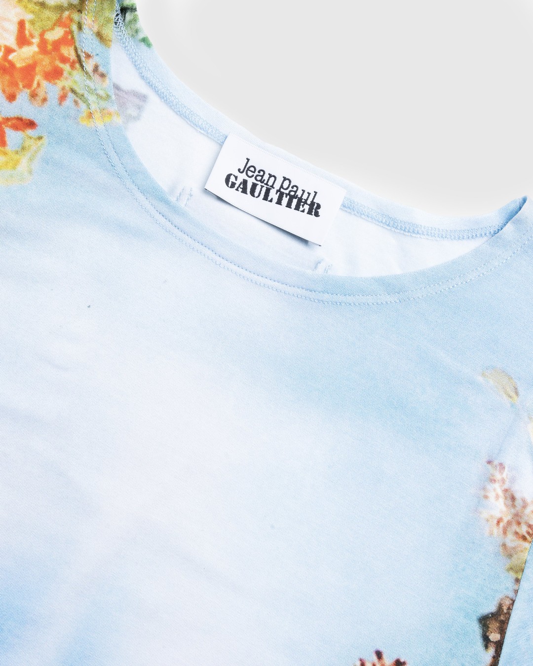 Jean Paul Gaultier – Body Flower-Print Mesh Top Blue